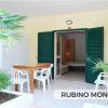Veranda con tavolo, sedie e piante.