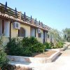 Bungalow con impianti di aria condizionata e giardino fiorito davanti.