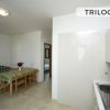 Cucina e soggiorno con tavolo e divano.