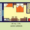 Planimetria di un monolocale con veranda.