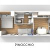 Piantina di un appartamento con due camere.
